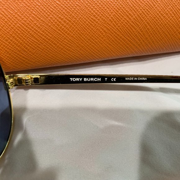 Tory Burch Aviator Blue and Gold Sunglasses - Picture 7 of 7